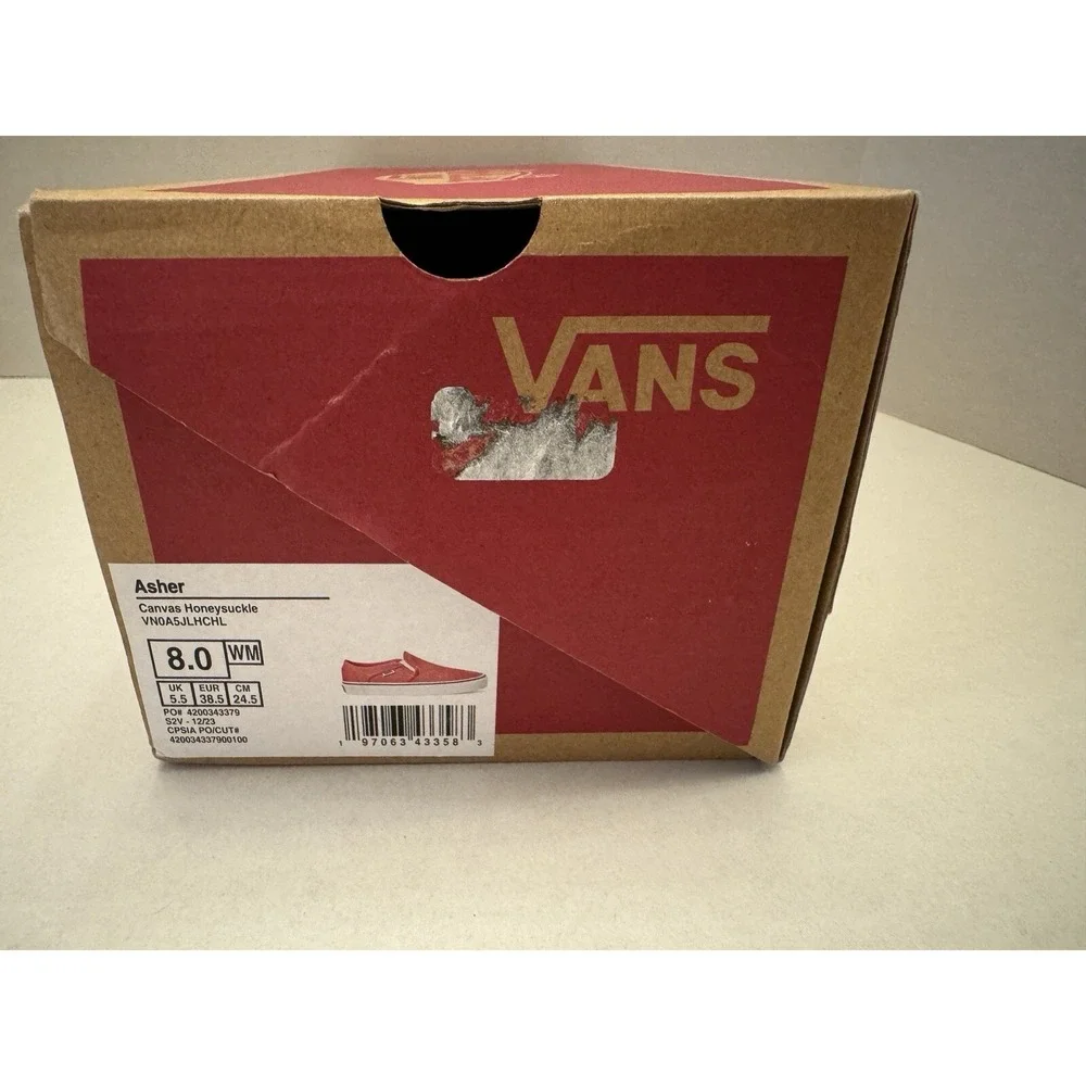 Vans Slip‎ On Pink Honeysuckle Asher Sneakers Women's Size 8